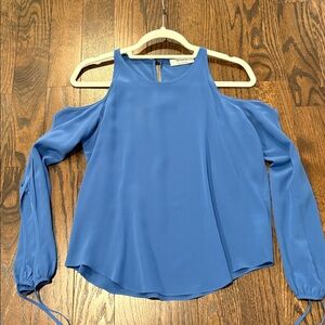 Bailey 44 Women’s Silk Blue Cold-Shoulder Blouse Size XS